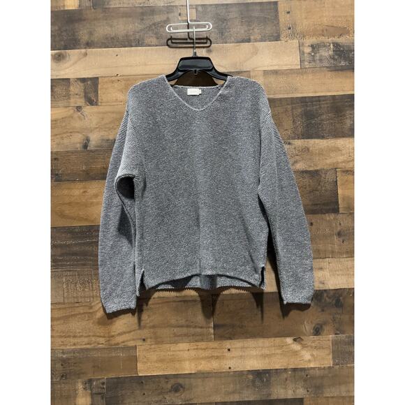 Vintage 1980s ALPS- Solid Grey- V-Neck Sweater - Size L - Picture 5 of 7